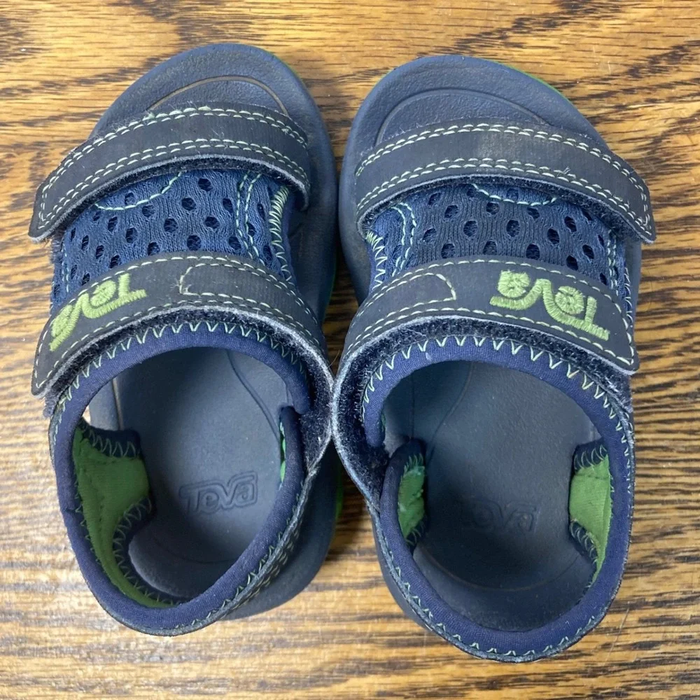Teva Toddler Psyclone 4 Navy Green Sport Sandals 1019538T Size 4C